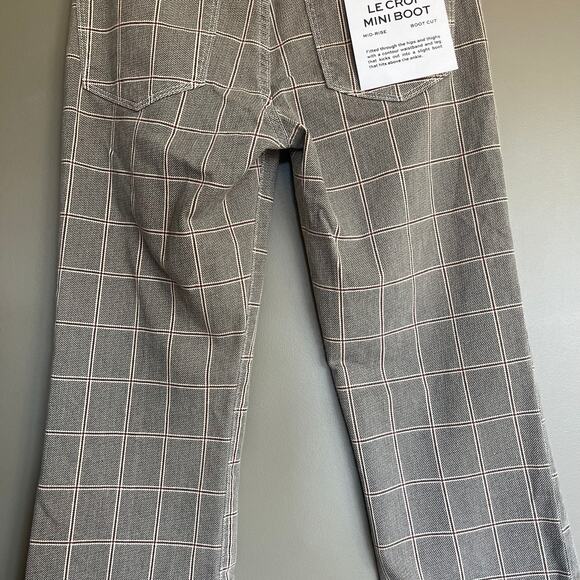NWT FRAME Le Crop Mini Boot Plaid Jeans Size 25 Grey High Waist Kick Flare Chic - Picture 15 of 16